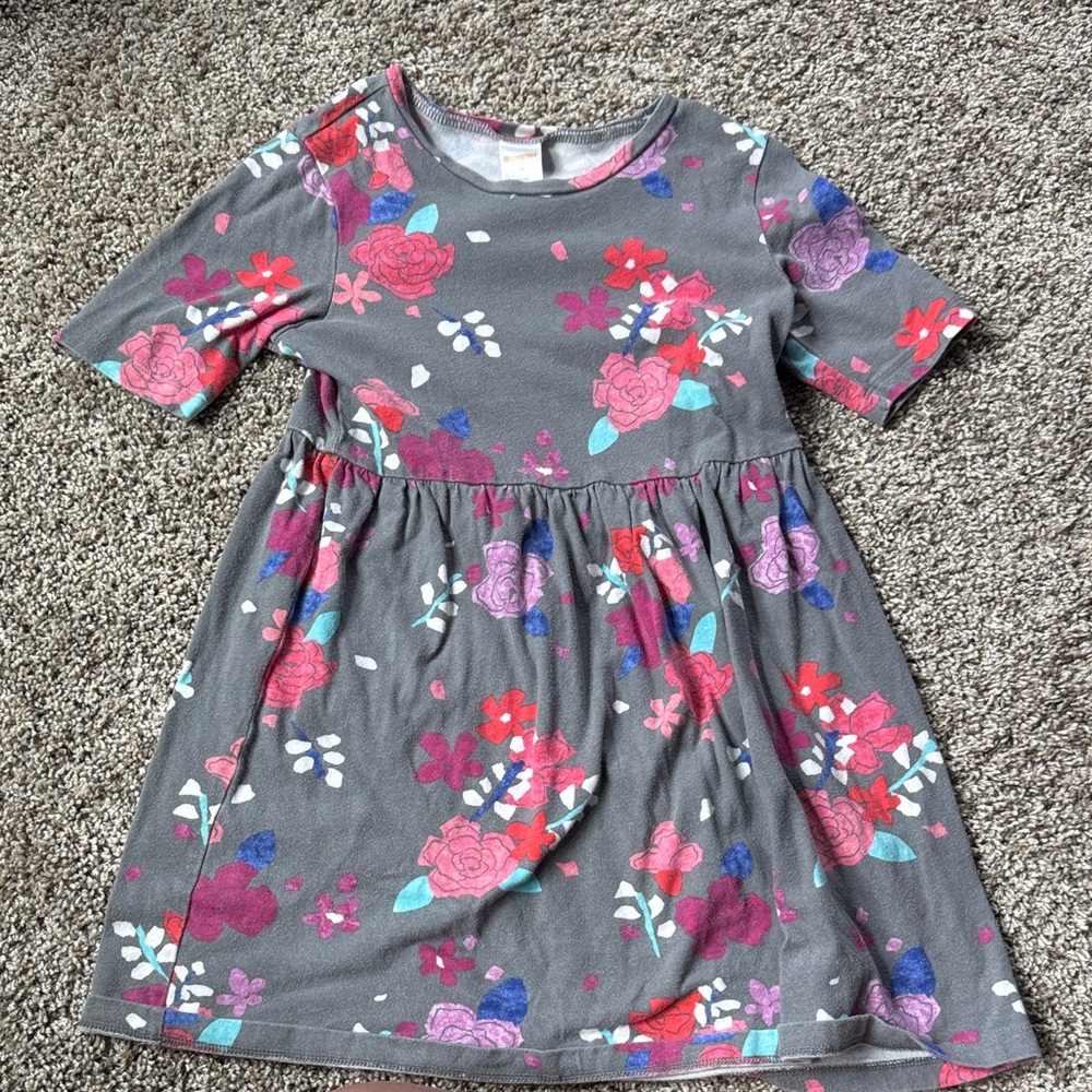 Gymboree Gray Dress with Floral Pattern